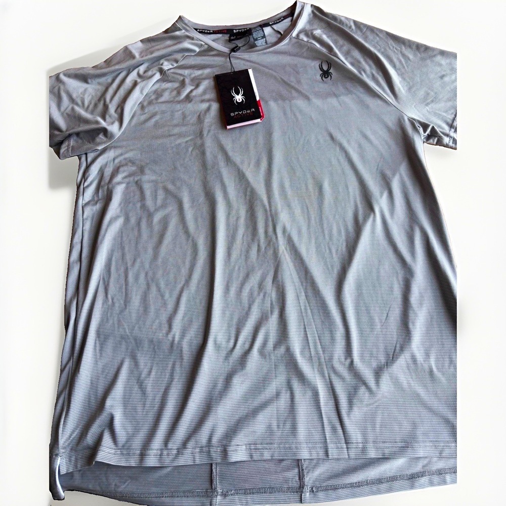 Spyder Active Mens Short Sleeve Crew Neck T-Shirt Gray SPM237RBVF 2XL Tall NWT